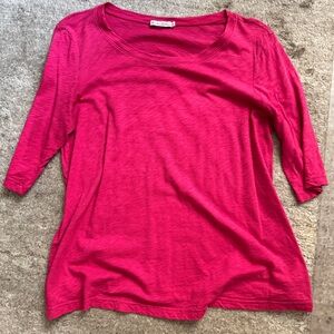 Michael Stars Dua Supima Cotton Tee Magenta One Size OS Style # 8948